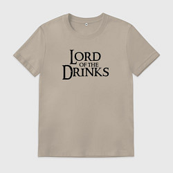 Футболка хлопковая мужская Lord of the drinks logo, цвет: миндальный