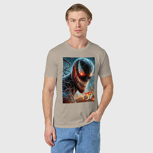 Мужская футболка Ужасный Веном - неоновое свечение / Миндальный – фото 3