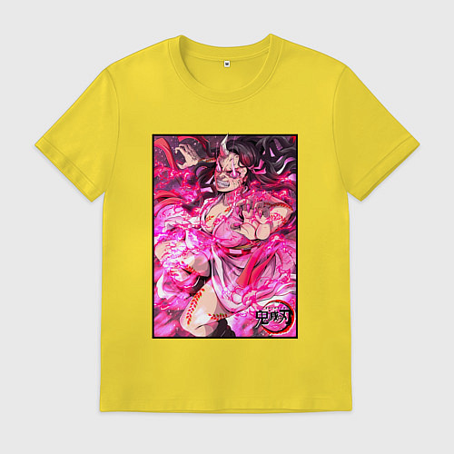 Мужская футболка Клинок рассекающий демонов Незуко в битве / Желтый – фото 1