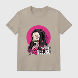 Футболка хлопковая мужская Клинок рассекающий демонов Камадо Незуко, цвет: миндальный