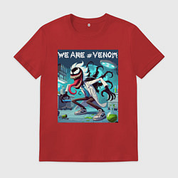 Футболка хлопковая мужская Rick and Venom - ai art fantasy, цвет: красный