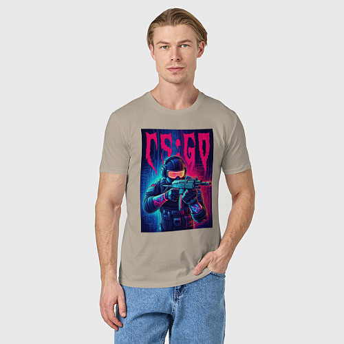 Мужская футболка Counter Strike go - neon glow / Миндальный – фото 3