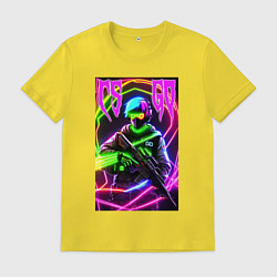 Футболка хлопковая мужская Counter Strike go - neon revolution, цвет: желтый
