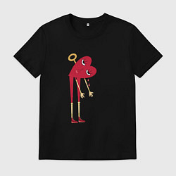 Футболка хлопковая мужская Сердечко-мальчик, цвет: черный