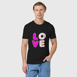 Футболка хлопковая мужская Love - розовый пряник, цвет: черный — фото 2