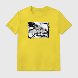 Футболка хлопковая мужская Туры на природе, цвет: желтый