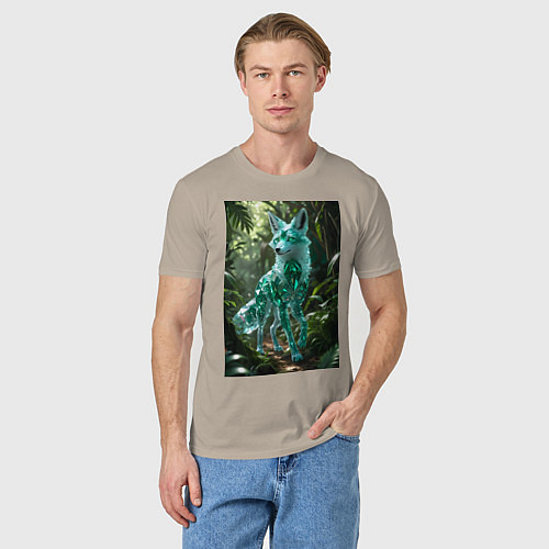 Мужская футболка Кристальный волк в джунглях / Миндальный – фото 3