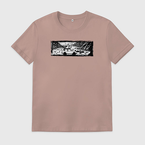 Мужская футболка Внедорожник, велосипед и тропы / Пыльно-розовый – фото 1