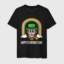 Футболка хлопковая мужская Happy St Patricks day - skull, цвет: черный