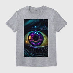 Футболка хлопковая мужская Глаз фиолетовый, цвет: меланж