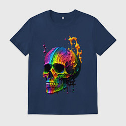 Футболка хлопковая мужская Череп в краске, цвет: тёмно-синий