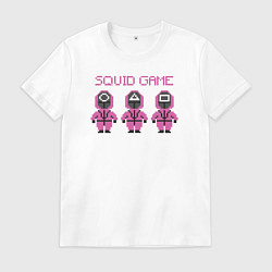 Футболка хлопковая мужская Squid game pixel, цвет: белый