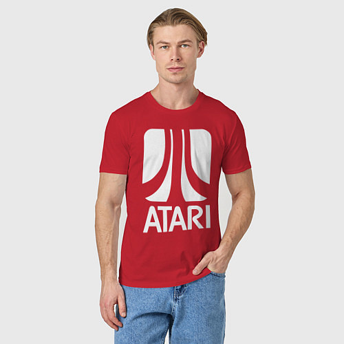 Мужская футболка Atari logo white / Красный – фото 3