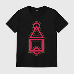 Футболка хлопковая мужская Символы игры в кальмара, цвет: черный