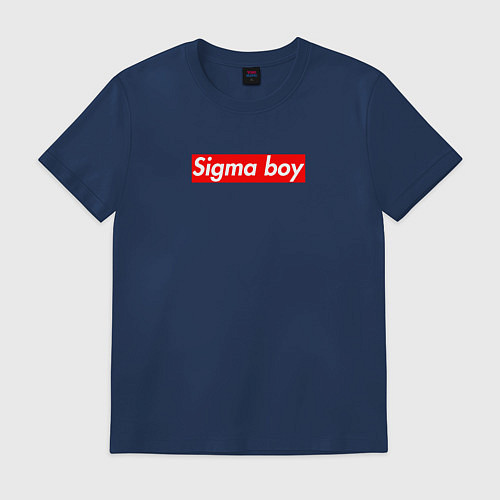 Мужская футболка Сигма бой supreme style из песни мерч - тик-ток ме / Тёмно-синий – фото 1