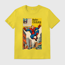 Футболка хлопковая мужская Spider-Trump superhero, цвет: желтый