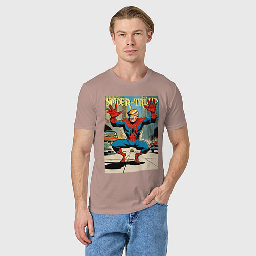 Мужская футболка Spider-Trump in New York / Пыльно-розовый – фото 3