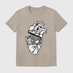 Футболка хлопковая мужская Сердце фастфуда, цвет: миндальный