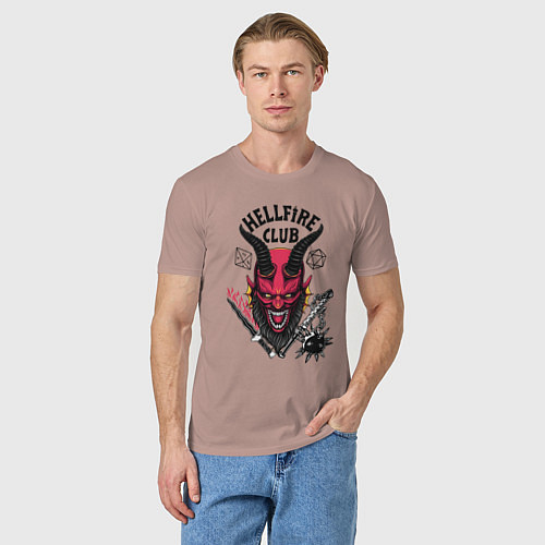 Мужская футболка Hellfire club demon / Пыльно-розовый – фото 3