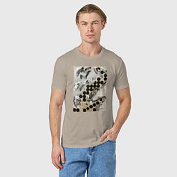 Футболка хлопковая мужская Графическая абстракция, цвет: миндальный — фото 2