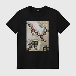 Футболка хлопковая мужская Геометрическая абстракция с кругами, цвет: черный