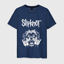 Футболка хлопковая мужская Slipknot rock dog, цвет: тёмно-синий