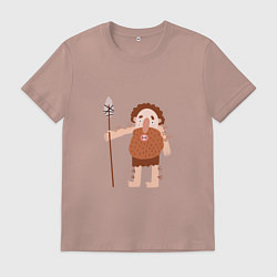 Футболка хлопковая мужская Пещерный человек, цвет: пыльно-розовый