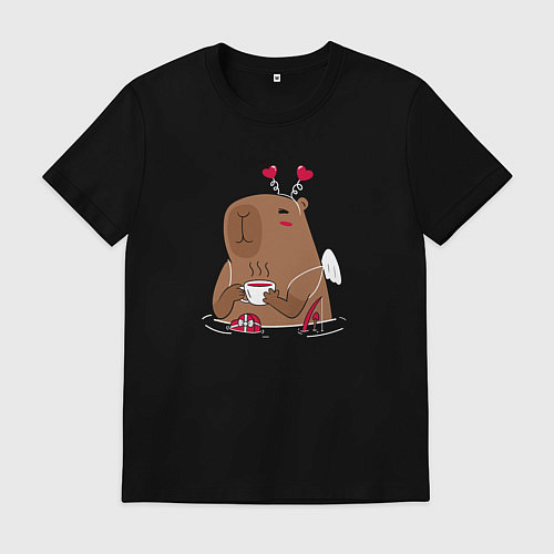 Мужская футболка Капибара купидон / Черный – фото 1
