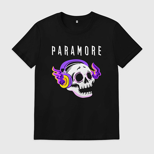 Мужская футболка Paramore - неоновый череп / Черный – фото 1