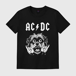 Футболка хлопковая мужская AC DC rock dog, цвет: черный