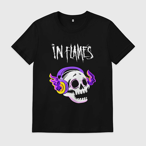 Мужская футболка In Flames - неоновый череп / Черный – фото 1