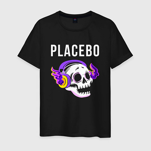 Мужская футболка Placebo - неоновый череп / Черный – фото 1