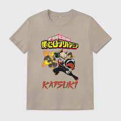 Футболка хлопковая мужская Моя геройская академия Кацуки, цвет: миндальный