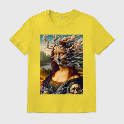 Мужская футболка Mona Lisa smoke - surrealism / Желтый – фото 1