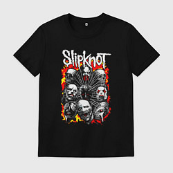 Футболка хлопковая мужская Слипкнот огненный, цвет: черный