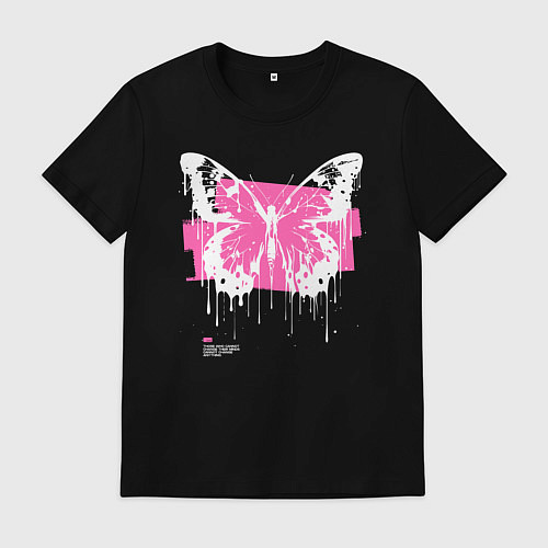 Мужская футболка Emo butterfly with splashes of paint / Черный – фото 1