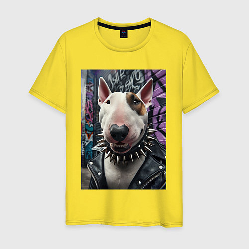 Мужская футболка Морда крутого бультерьера / Желтый – фото 1