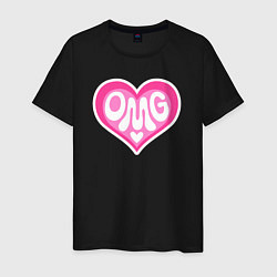 Футболка хлопковая мужская Oh my god love, цвет: черный