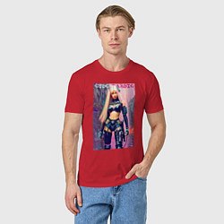 Футболка хлопковая мужская Cyber Barbie - ai art, цвет: красный — фото 2