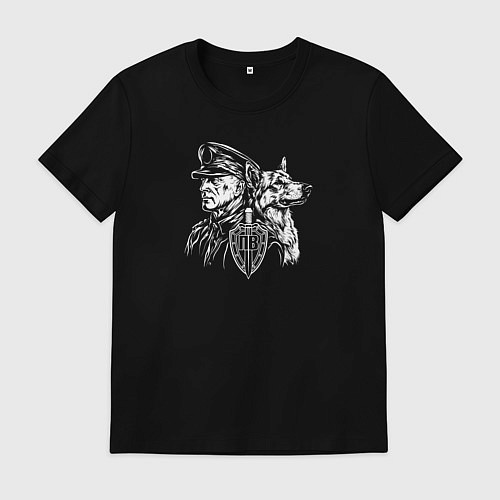 Мужская футболка Пограничник и собака / Черный – фото 1