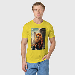 Футболка хлопковая мужская Cool Lion New Yorker - ai art, цвет: желтый — фото 2