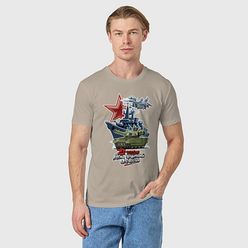 Мужская футболка 23 февраля / Миндальный – фото 3