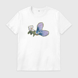 Футболка хлопковая мужская Синица и цветок, цвет: белый