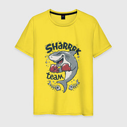 Футболка хлопковая мужская Shark team, цвет: желтый