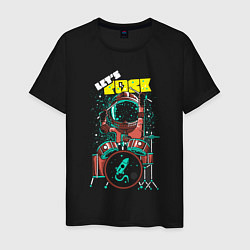 Футболка хлопковая мужская Lets rock, цвет: черный