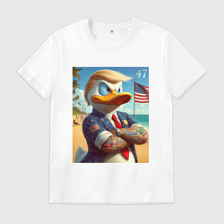 Футболка хлопковая мужская Donald Trump Duck - meme, цвет: белый