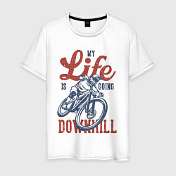 Футболка хлопковая мужская My life is going downhill, цвет: белый
