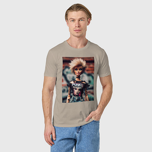 Мужская футболка Punks not dead - Barbie ai art / Миндальный – фото 3
