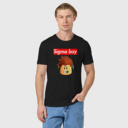 Футболка хлопковая мужская Sigma boy roblox head - мем Роблокс Сигма бой, цвет: черный — фото 2