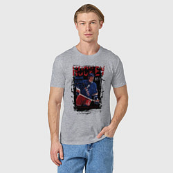 Футболка хлопковая мужская Лучший хоккеист Уэйн Гретски, цвет: меланж — фото 2